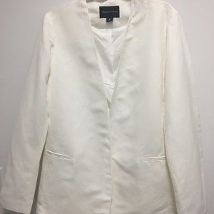 White Open Front Linen Blazer/Jacket
